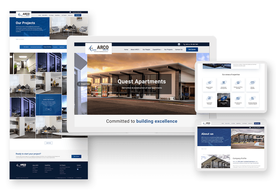 Miredions created the website for construction company ARCO to present their services